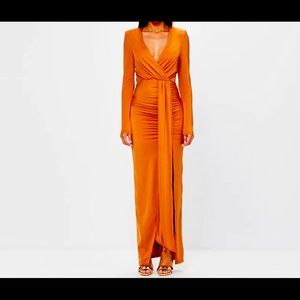 Peace & Love Rusted Orange Long Sleeve Wrap Dress